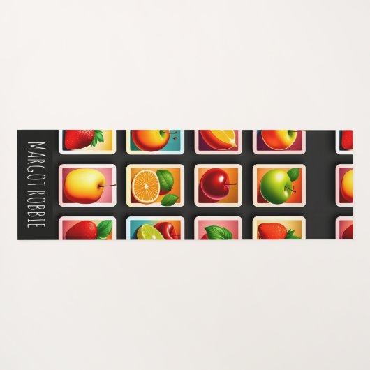 Früchte in quadratischer Box Rotes Grünes Muster Yogamatte (Rückseite (Horizontal))