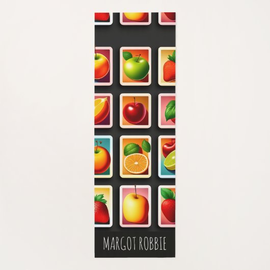 Früchte in quadratischer Box Rotes Grünes Muster Yogamatte (Rückseite)