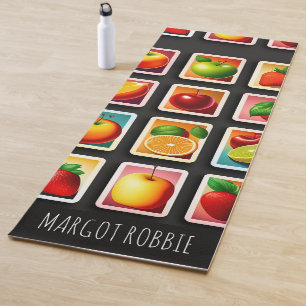 Früchte in quadratischer Box Rotes Grünes Muster Yogamatte