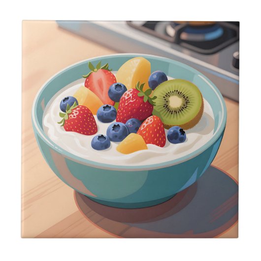 Früchte-Joghurt-Schale Fliese (Vorderseite)