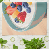 Früchte-Joghurt-Schale Geschirrtuch (Gefaltet)