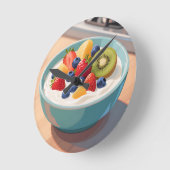 Früchte-Joghurt-Schale Runde Wanduhr (Winkel)