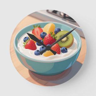 Früchte-Joghurt-Schale Runde Wanduhr