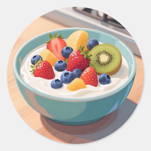 Früchte-Joghurt-Schale Runder Aufkleber (Vorderseite)