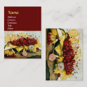 FRÜCHTE/KIRCHE UND KARNATIONEN DER SAISON, rot Visitenkarte (Vorne/Hinten)