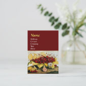 FRÜCHTE/KIRCHE UND KARNATIONEN DER SAISON, rot Visitenkarte (Stehend Vorderseite)