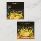 FRÜCHTE, LÄMEN UND WEISSE BLUME, gelb Quadratische Visitenkarte (Vorne/Hinten)