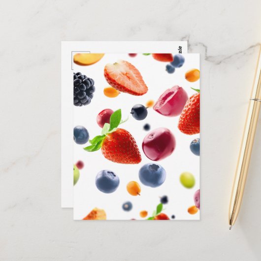 Früchte-Mix Postkarte (Vorderseite/Rückseite Beispiel)