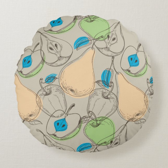 Früchte-Muster Rundes Kissen (Vorderseite)