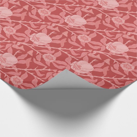 Früchte oder Granatapfel in Rot und Weichrosa Geschenkpapier (Ecke)