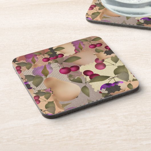 Früchte, Patchwork, Beeren , Birne , Kirsche , Pfl Getränkeuntersetzer (Linke Seite)