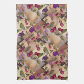 Früchte, Patchwork, Beeren, Birne, Kirsche, Pflaum Geschirrtuch (Vertikal)