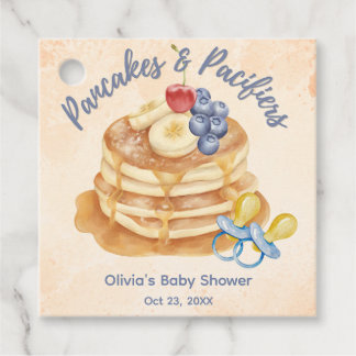 Früchte Pfannkuchen & Schnuller Gingham Babyparty Geschenkanhänger