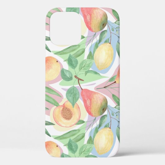 Früchte, Pfirsiche, Birnen, Zitronen, Aquarell Case-Mate iPhone Hülle (Rückseite)