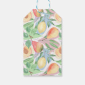 Früchte, Pfirsiche, Birnen, Zitronen, Aquarell Geschenkanhänger (Rückseite)