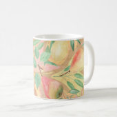 Früchte, Pfirsiche, Birnen, Zitronen, Aquarell Kaffeetasse (VorderseiteRechts)