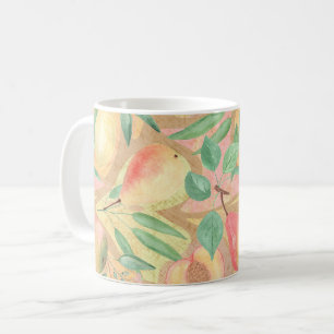 Früchte, Pfirsiche, Birnen, Zitronen, Aquarell Kaffeetasse