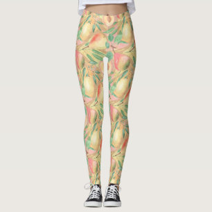 Früchte, Pfirsiche, Birnen, Zitronen, Aquarell Leggings
