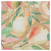 Früchte, Pfirsiche, Birnen, Zitronen, Aquarell Stoff (Nahaufnahme)