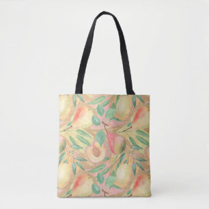 Früchte, Pfirsiche, Birnen, Zitronen, Aquarell Tasche