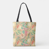 Früchte, Pfirsiche, Birnen, Zitronen, Aquarell Tasche (Rückseite)