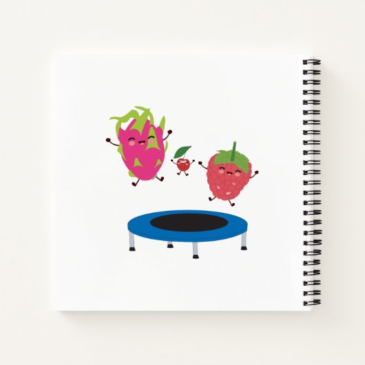 Früchte springen auf Trampolin-Kinderrezepte Notizblock (Rückseite)