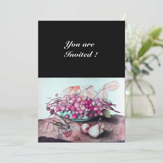 FRÜCHTE/STRAWBERRIEN UND ERBEN DER SAISON EINLADUNG (Stehend Vorderseite)