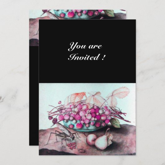 FRÜCHTE/STRAWBERRIEN UND ERBEN DER SAISON EINLADUNG (Vorne/Hinten)