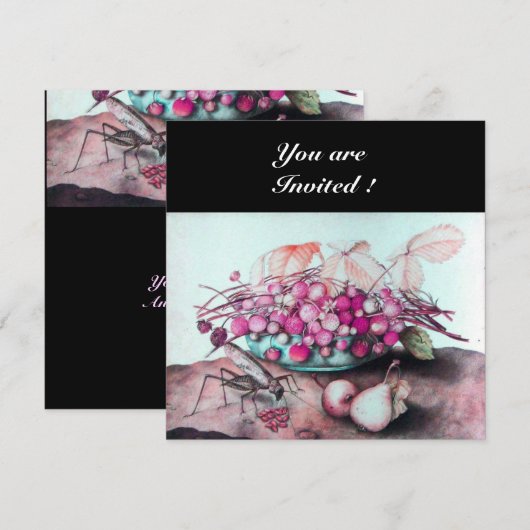 FRÜCHTE/STRAWBERRIEN UND ERBEN DER SAISON EINLADUNG (Vorne/Hinten)