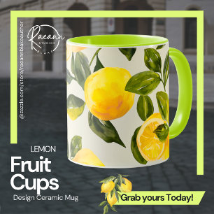 Früchte-Tassen - Keramik-Mug mit Zitronen-Design Tasse