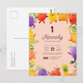 Früchte Thema Geburtstag Einladung Postkarte (Vorne/Hinten)