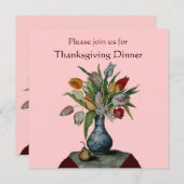 FRÜCHTE/TULIPS Erntedank Abendessen in Rosa Einladung (Vorne/Hinten)