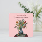 FRÜCHTE/TULIPS Erntedank Abendessen in Rosa Einladung (Stehend Vorderseite)