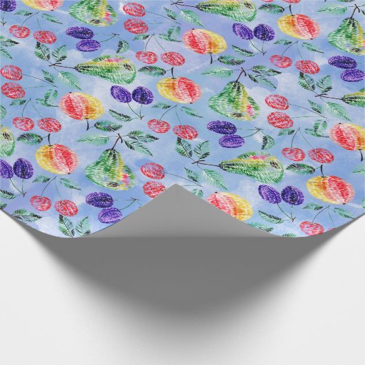 Früchte und Beeren. Geschenkpapier (Ecke)