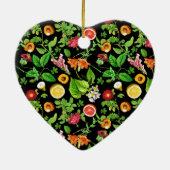 Früchte und Blätter Muster auf Schwarz Keramik Ornament (Hinten)