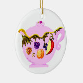 Früchte und Blätter Muster Teekanne & Teacup Ornam Keramik Ornament (Rechts)