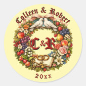 Früchte- und Blumen-Hochzeitskranz Runder Aufkleber (Vorderseite)
