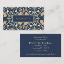 Früchte und Blumen Midnightblau 