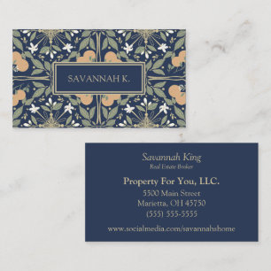 Früchte und Blumen Midnightblau  Visitenkarte