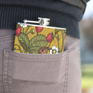 Früchte und Erdbeeren auf Mustrard Flachmann