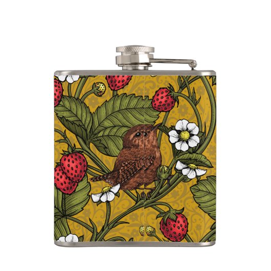 Früchte und Erdbeeren auf Mustrard Flachmann (Rückseite)