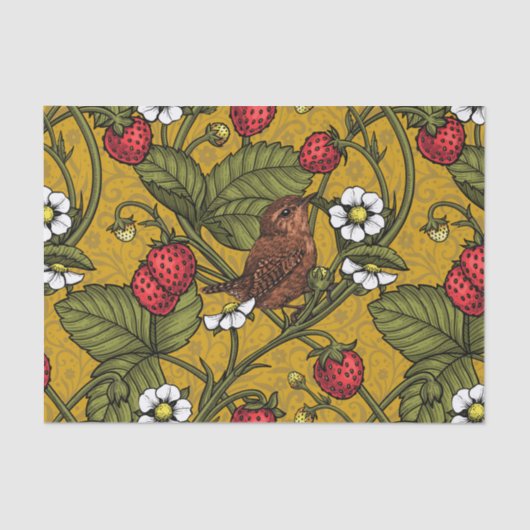 Früchte und Erdbeeren auf Mustrard Seidenpapier (Vorderseite)