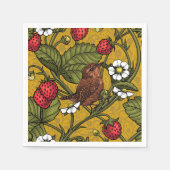 Früchte und Erdbeeren auf Mustrard Serviette (Vorderseite)