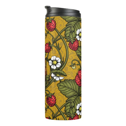 Früchte und Erdbeeren auf Mustrard Thermosbecher (Nach rechts gedreht)