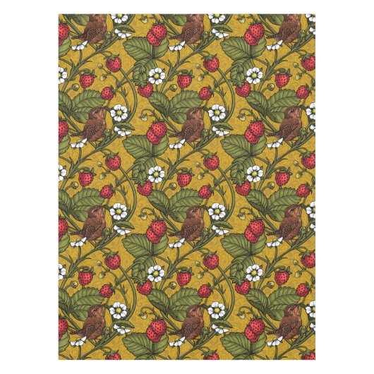 Früchte und Erdbeeren auf Mustrard Tischdecke (Vorderseite)