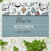 Früchte und Katzen Geschirrtuch (Gefaltet)