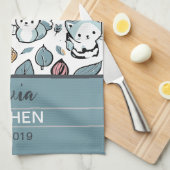 Früchte und Katzen Geschirrtuch (Viertel Falte)