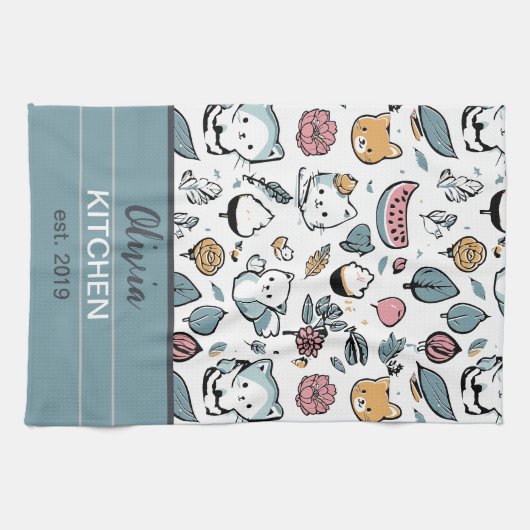 Früchte und Katzen Geschirrtuch (Horizontal)