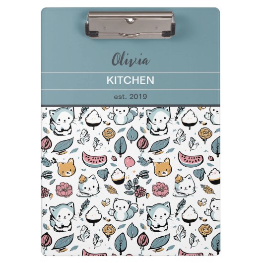 Früchte und Katzen Klemmbrett (Vorderseite)