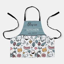 Früchte und Katzen Schürze